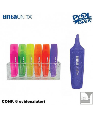 TINTA UNITA EVIDENZIATORE GLITTER FLUO PALETTE SET 6col.