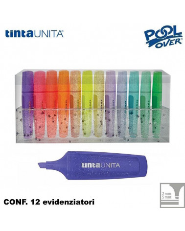 TINTA UNITA EVIDENZIATORE GLITTER ASSORTITI PALETTE SET 12col.