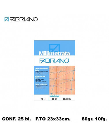 FABRIANO BLOCCO MILLIMETRATO 23x33 10fg.[25PZ]