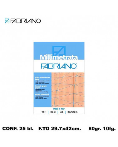 FABRIANO BLOCCO MILLIMETRATO 29.7x42 10fg.[25PZ]
