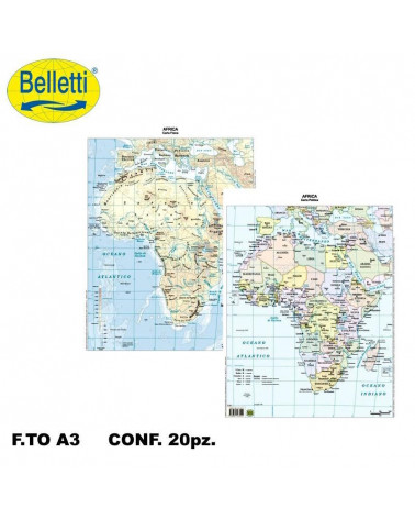 BELLETTI CARTINA FISICO POLITICA  AFRICA [20PZ]