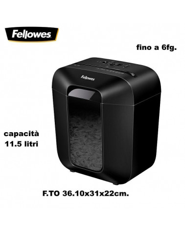 FELLOWES DISTRUGGI DOCUMENTI FRAMMENTO 6 FOGLI NERO LX25