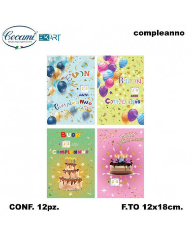 CECAMI BIGLIETTI COMPLEANNO DOPPIA ROTELLA 00177 [12PZ]