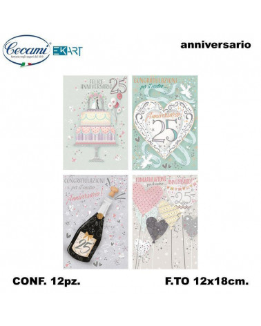 CECAMI BIGLIETTI FELICE ANNIVERSARIO 25 ANNI 10150 [12PZ]