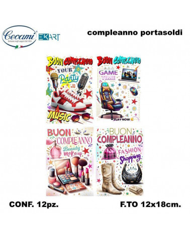 CECAMI BIGLIETTI COMPLEANNO PORTASOLDI 00227 [12PZ]