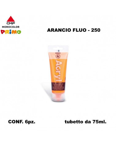 PRIMO COLORE ACRILICO 75ml.ARANCIO FLUO 250 [6PZ]