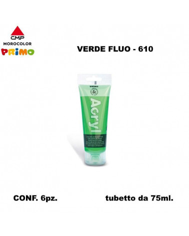 PRIMO COLORE ACRILICO 75ml.VERDE FLUO 610 [6PZ]