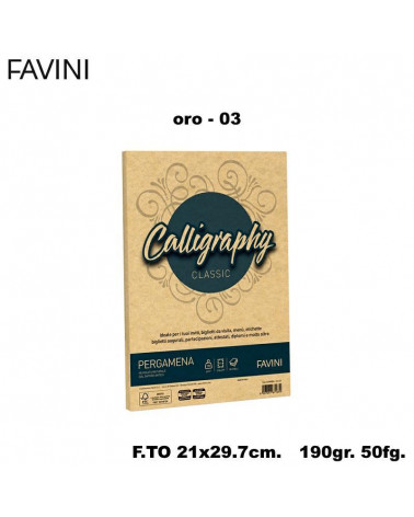 FAVINI PERGAMENA CALLIGRAPHY 190GR.50FG.A4 ORO 03