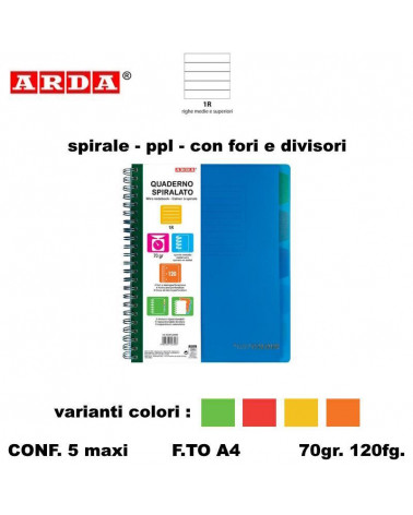 ARDA MAXI SPIRALE PPL FORI + DIVISORI 120fg. 1R [5PZ]