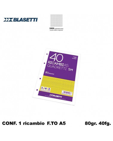 BLASETTI RICAMBIO A5 BIANCO 80gr.40fg.5MM