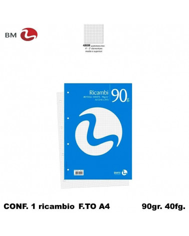 BM RICAMBIO A4 BIANCO 90GR. 4MM