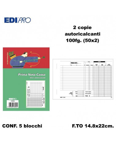 EDIPRO PRIMA NOTA CASSA 14.8x22 2C. E5349A [5PZ]