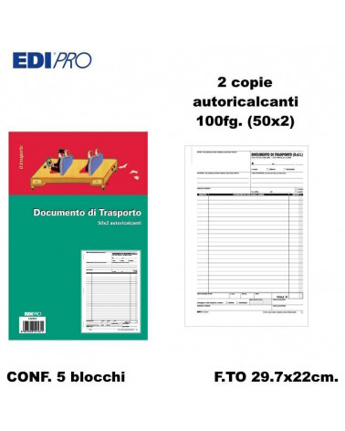 EDIPRO DDT 29.7x22 2C. E5216C-DOCUMENTO TRASPORTO [5PZ]