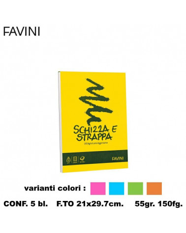 FAVINI SCHIZZA E STRAPPA 21X29,7  BLOCCO [5PZ]