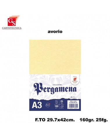 GS PERGAMENA AVORIO 29,7X42 25PZ. SENZA CORNICE