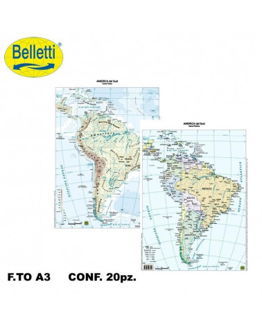 BELLETTI CARTINA FISICO POLITICA  AMERICA SUD [20PZ]