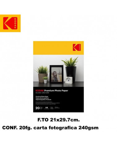 KODAK CARTA FOTOGRAFICA INK JET PREMIUM SUPER GL 240g.A4 20fg.KP0093