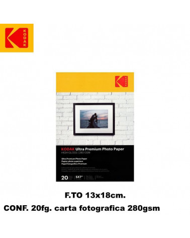 KODAK CARTA FOTOGRAFICA INK JET 13X18 ULTRA GL 280g.20fg.KP0089