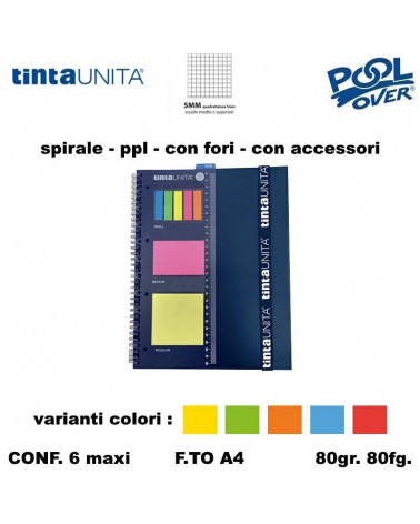 TINTA UNITA MAXI SPIRALE PPL FORI ELAST+ACCESSORI 80FG.5M 43437[6PZ]