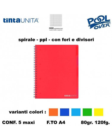 TINTA UNITA MAXI SPIRALE PPL FORI + DIVISORI 120FG 5MM 99358 [5PZ]