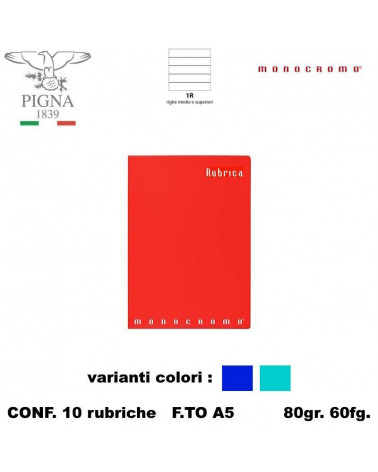 MONOCROMO RUBRICA A5 3CARTE  [10PZ]
