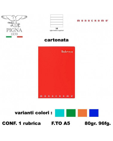 MONOCROMO RUBRICA A5 96FG.5CARTE CARTONATA