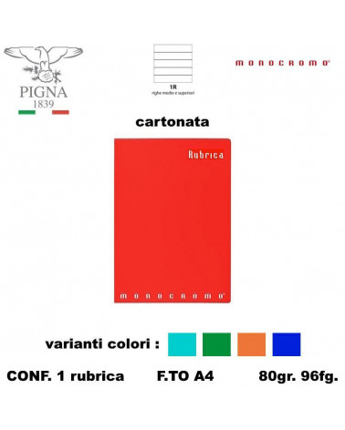 MONOCROMO RUBRICA A4 96FG.5CARTE CARTONATA