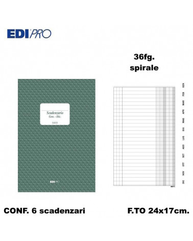 EDIPRO SCADENZARIO SPIRALE 24x17 36FG. E4023 [6PZ]