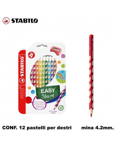 STABILO EASY COLORS PASTELLO PER DESTRI 12col.