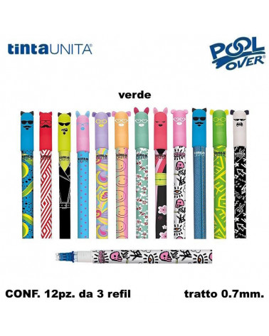 TINTA UNITA SET 3 REFILL CANCELLABILE VERDE [12PZ]