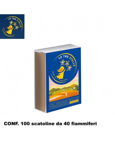 LE TRE STELLE FIAMMIFERI SVEDESI 100pz.