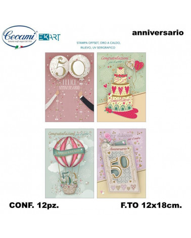CECAMI BIGLIETTI FELICE ANNIVERSARIO 50 ANNI 10151 [12PZ]