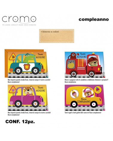CROMO BIGLIETTI COMPLEANNO BAMBINI BC.9044 [12PZ]