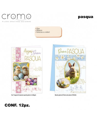 CROMO BIGLIETTI PASQUA FOTOGRAFICO PA.9772 [12PZ]