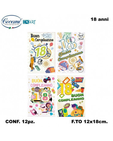 CECAMI BIGLIETTI BUON COMPLEANNO 18 ANNI 00175 [12PZ]