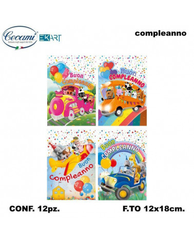 CECAMI BIGLIETTI COMPLEANNO BIMBI MOVING 00230 [12PZ]