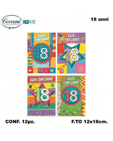 CECAMI BIGLIETTI COMPLEANNO 18 ANNI PORTASOLDI 00260 [12PZ]