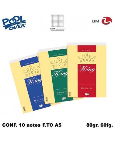 KING NOTES A5 60FG. BLOCCO 5MM 15X21 24590 [10PZ]