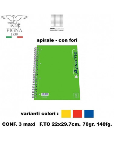 APACHE PIGNA MAXI SPIRALE CON FORI  140FG. 5MM[3PZ]