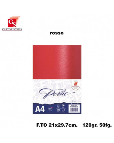 GS FOGLI PERLA ROSSO 50PZ.120GR. A4