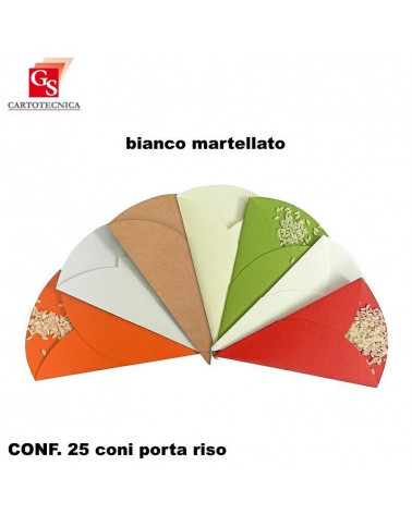 GS CONI PORTA RISO/CONFETTI BIANCO MARTELLATO [25PZ]