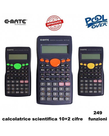E-MATE CALCOLATRICE SCIENTIFICA SCT02 97858 10+2 CIFRE 249 FUNZIONI