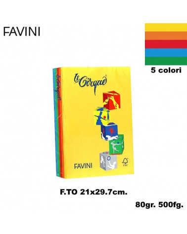 FAVINI CARTA A4 80gr.500fg.LE CIRQUE FORTE-ASSORTITA-FOTOCOPIE