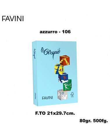 FAVINI CARTA A4 80gr.500fg.LE CIRQUE AZZURRO-TENUE-FOTOCOPIE
