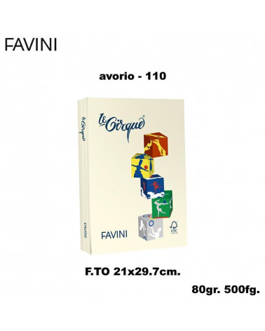 FAVINI CARTA A4 80gr.500fg.LE CIRQUE AVORIO-TENUE-FOTOCOPIE