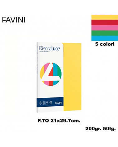 FAVINI RISMALUCE MIX SMALL A4 200gr.50fg.ASSORTITA-FOTOCOPIE
