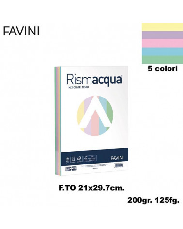 FAVINI RISMACQUA MIX A4 200gr.125fg.ASSORTITA-FOTOCOPIE
