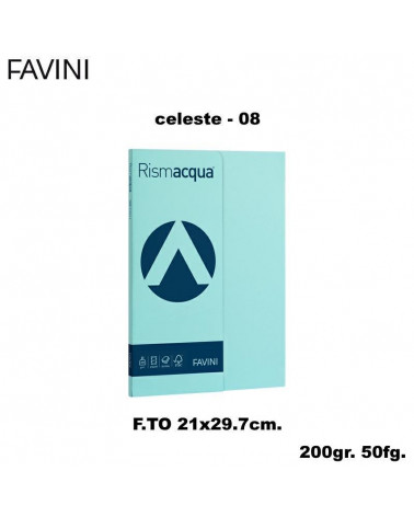 FAVINI RISMACQUA SMALL A4 200gr.50fg.CELESTE-FOTOCOPIE
