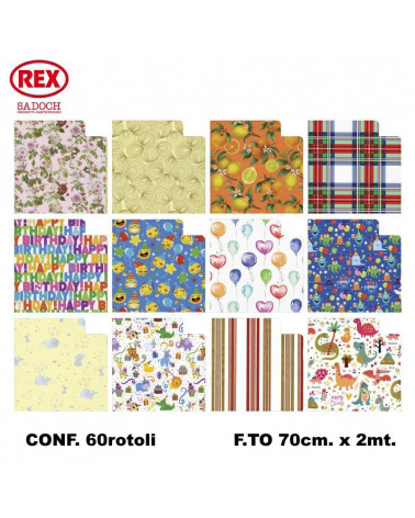 REX CARTA REGALO ALLEGRA ROTOLI mt2x0,7 60pz.