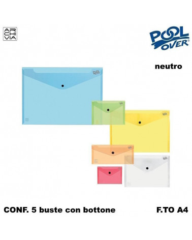 ARCHIVIA BUSTE BOTTONE A4 NEUTRO 04021 [5PZ]